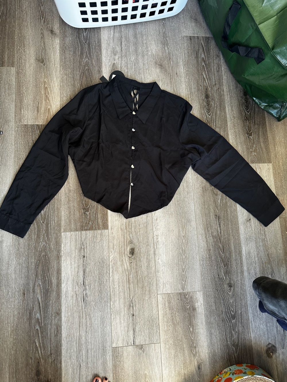 Killstar Sofia Black Button-Up Collared Shirt